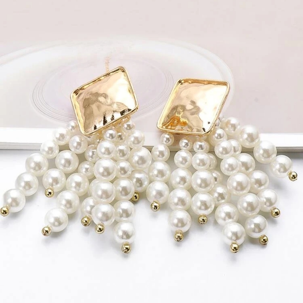 Restocked "Sefia" Pearl Bead Drop Earrings